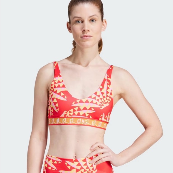 NWT Adidas Farm Rio Red and Yellow Sports Bra - Picture 2 of 9